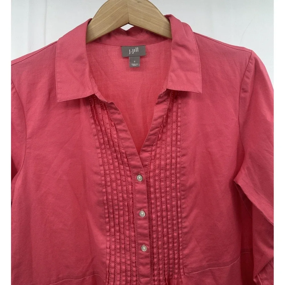 J.‎ Jill Blouse Small Pull Over Top Flowy Oversized Tunic Pink Peasant Cotton - Picture 2 of 10
